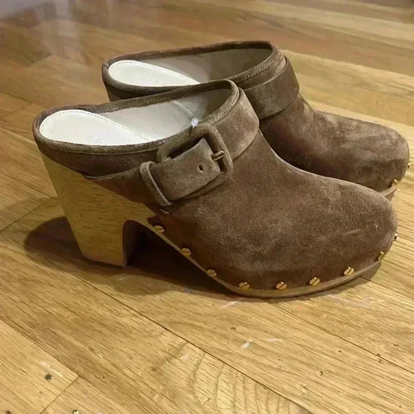Veronica Beard Tan Suede Clogs - Picture 9 of 11